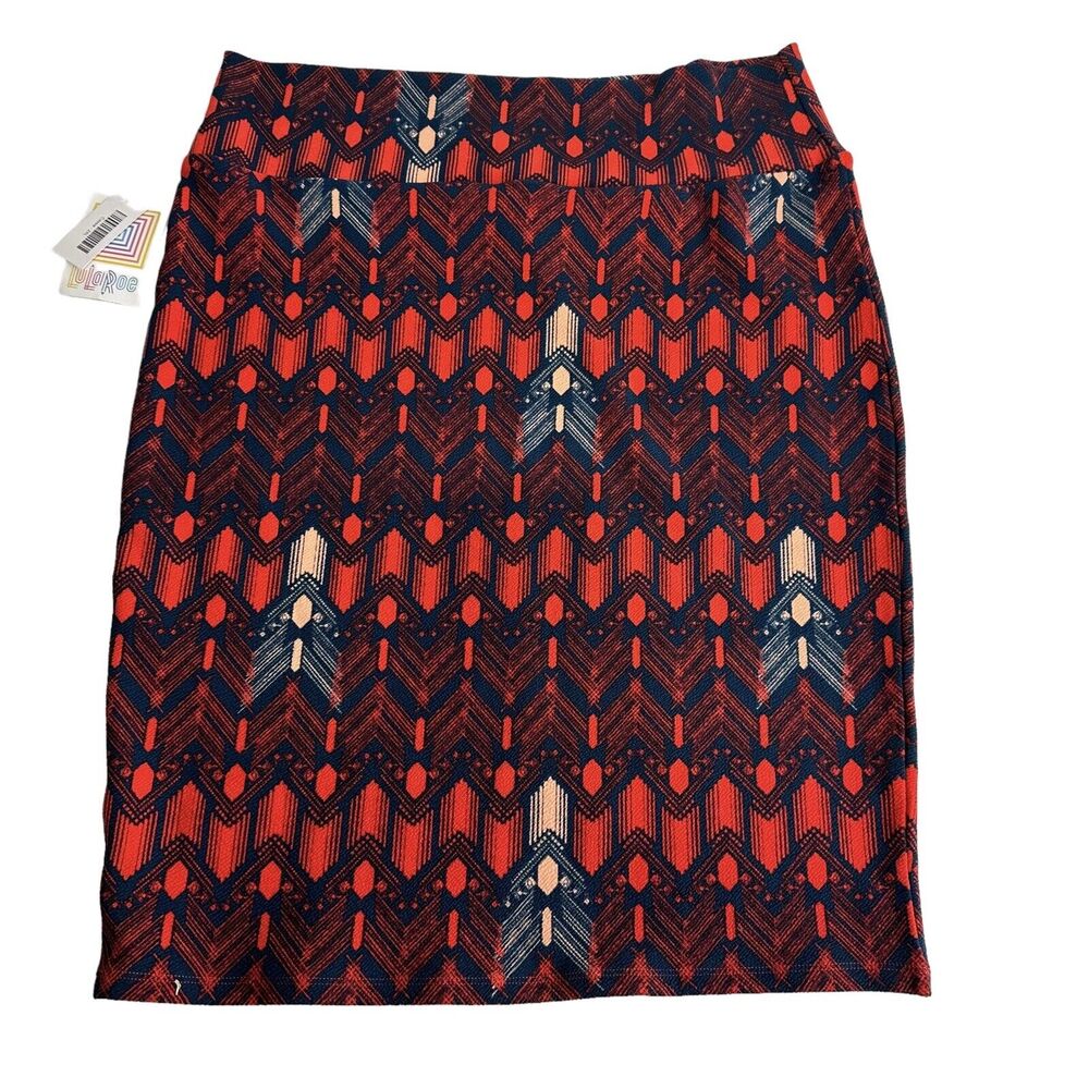 lularoe cassie red blue arrow pencil skirt Size 2XL